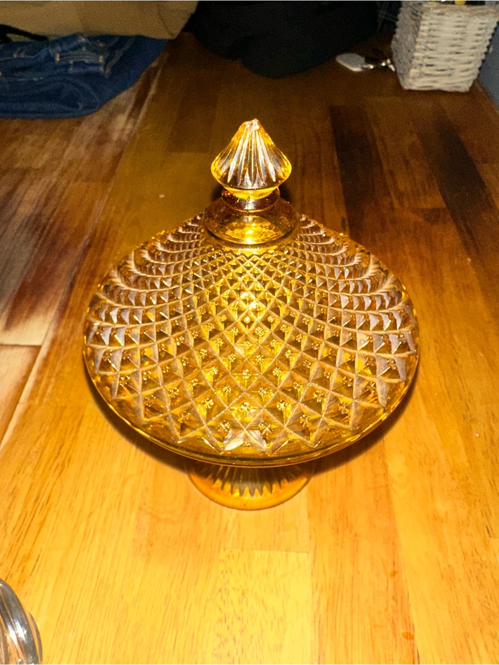 Anchor Hocking Miss America Amber Glass Compote.